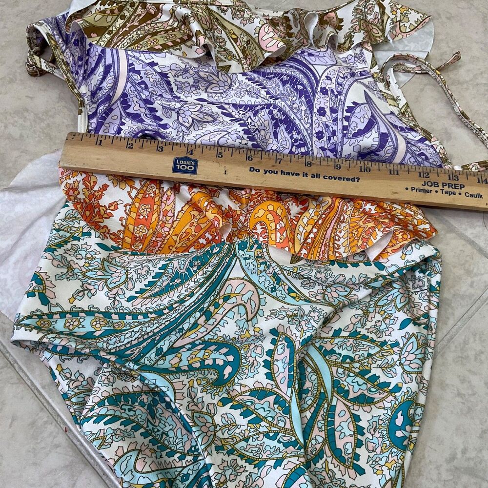 One-Shoulder Cut-Out One-Piece Swimsuit women’s size Large paisley multicolors - Picture 4 of 6